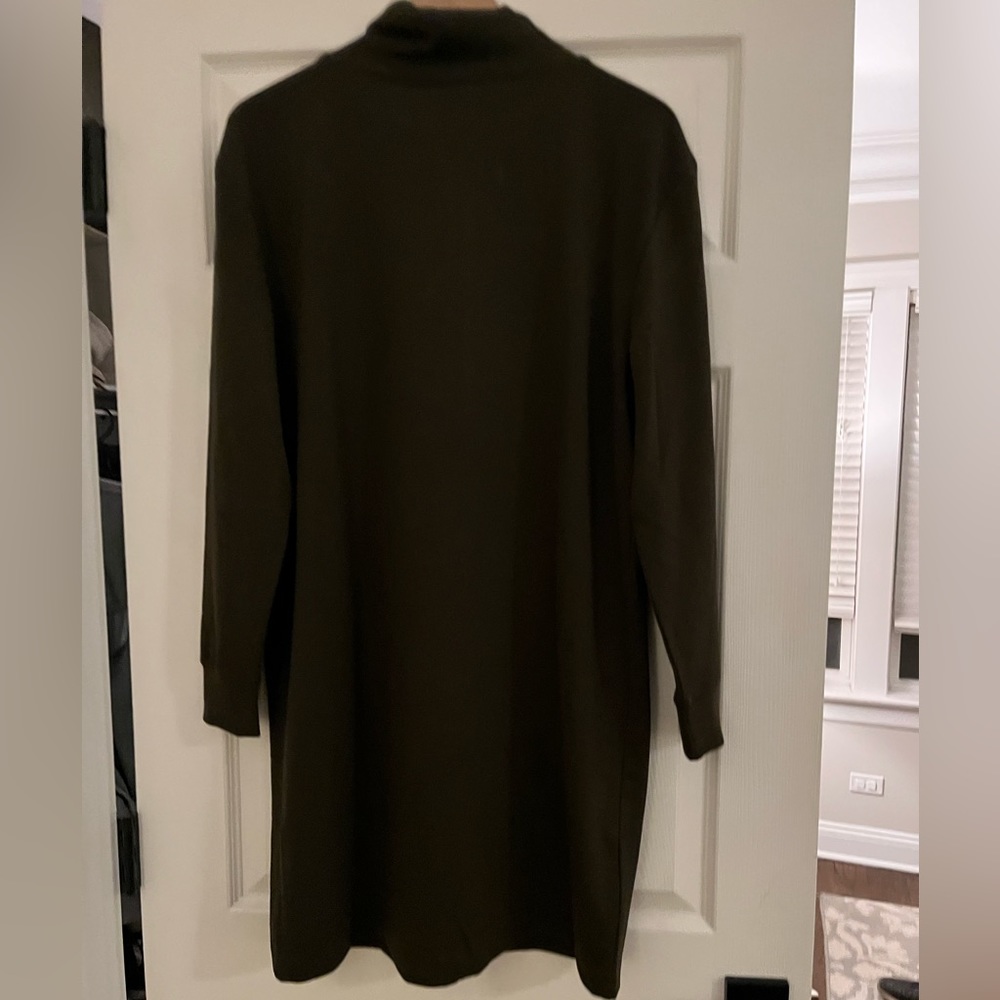 Mango, turtle neck knit dress, olive green/brown